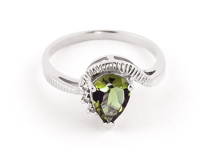 Green Amethyst & Diamond Belle Ring in 18ct White Gold