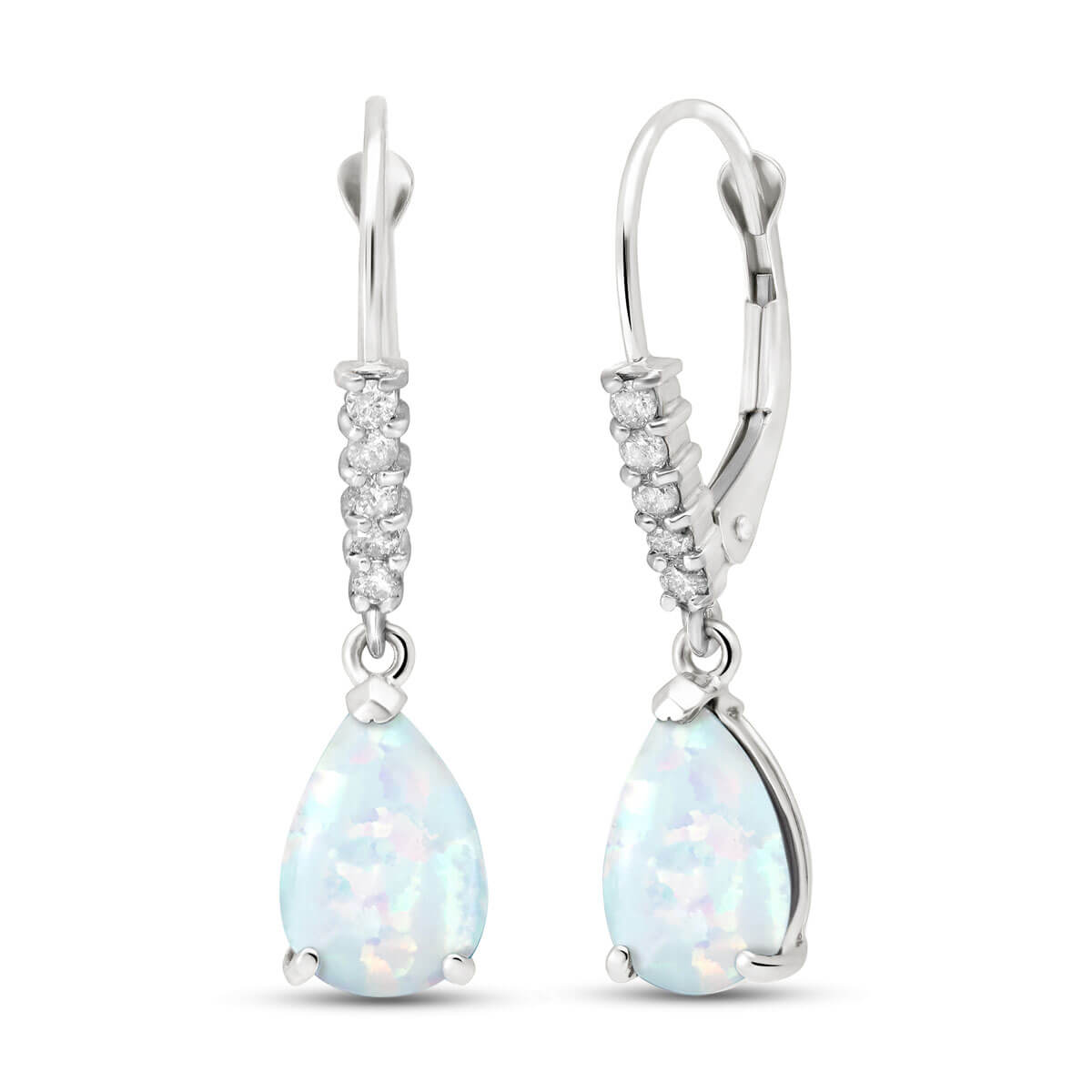 Opal & Diamond Belle Drop Earrings in 9ct White Gold