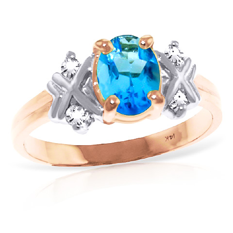 Oval Cut Blue Topaz Ring 0.97 ctw in 9ct Rose Gold