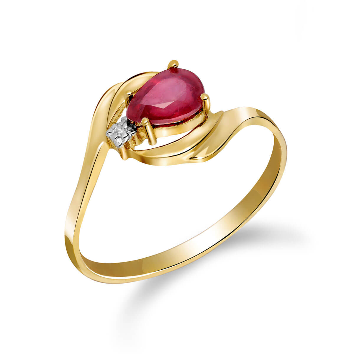 Ruby & Diamond Flare Ring in 9ct Gold
