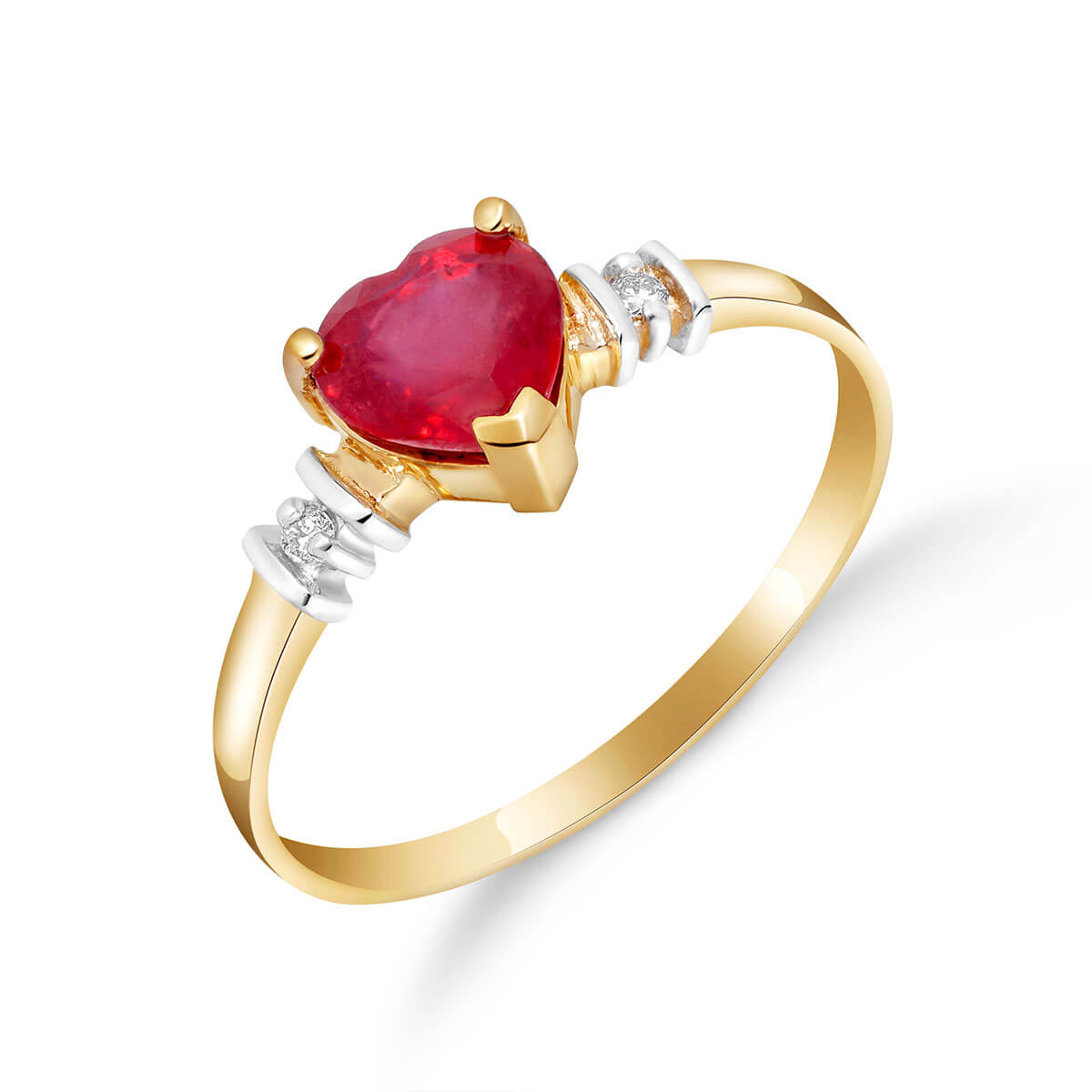 Ruby & Diamond Heart Ring in 18ct Gold
