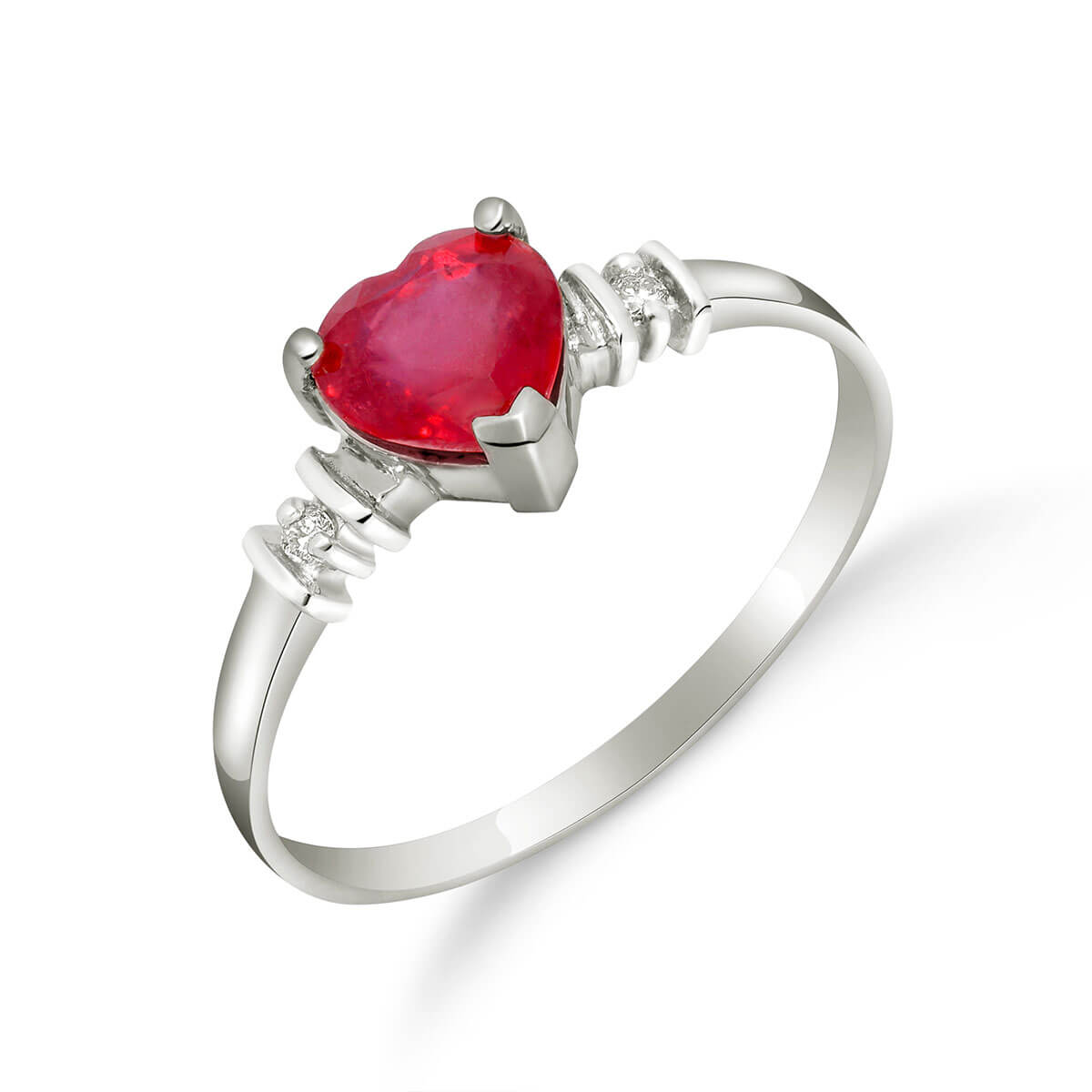 Ruby & Diamond Heart Ring in 9ct White Gold