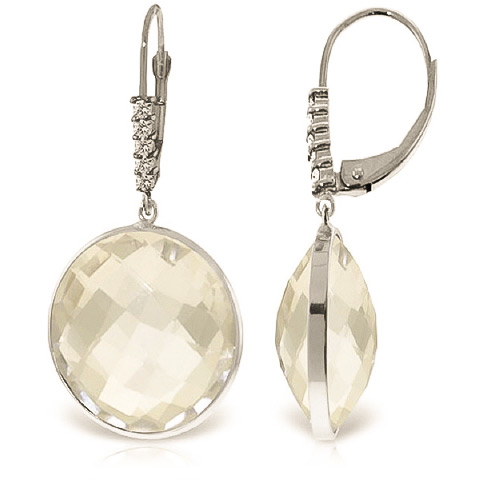 White Topaz Drop Earrings 36.15 ctw in 9ct White Gold