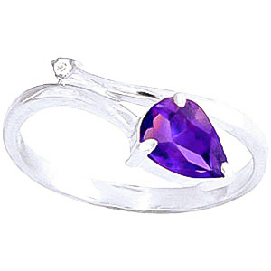 Amethyst & Diamond Top & Tail Ring in 9ct White Gold