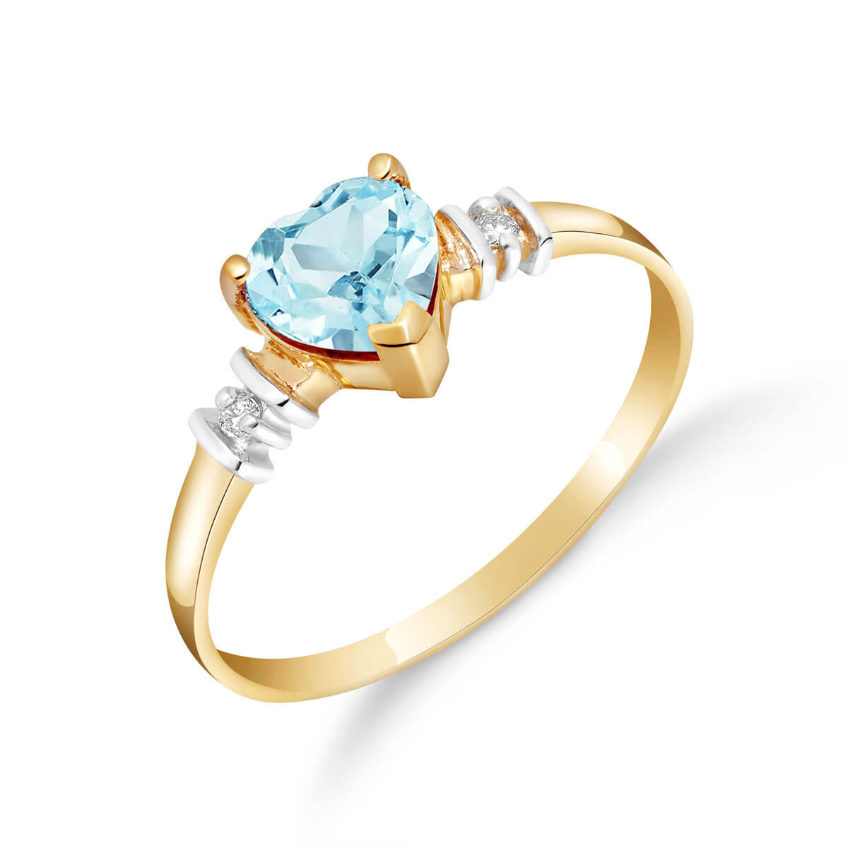 Aquamarine & Diamond Heart Ring in 18ct Gold