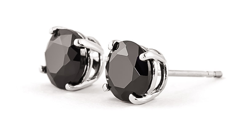 Black Diamond Stud Earrings 2 ctw in 9ct White Gold