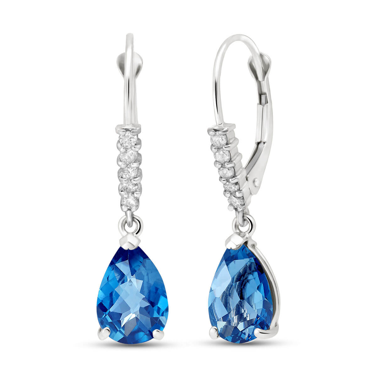 Blue Topaz & Diamond Belle Drop Earrings in 9ct White Gold