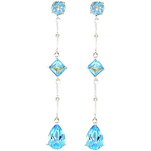 Blue Topaz & Diamond Palermo Drop Earrings in 9ct White Gold