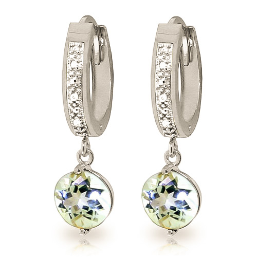 Diamond & Aquamarine Huggie Earrings in 9ct White Gold