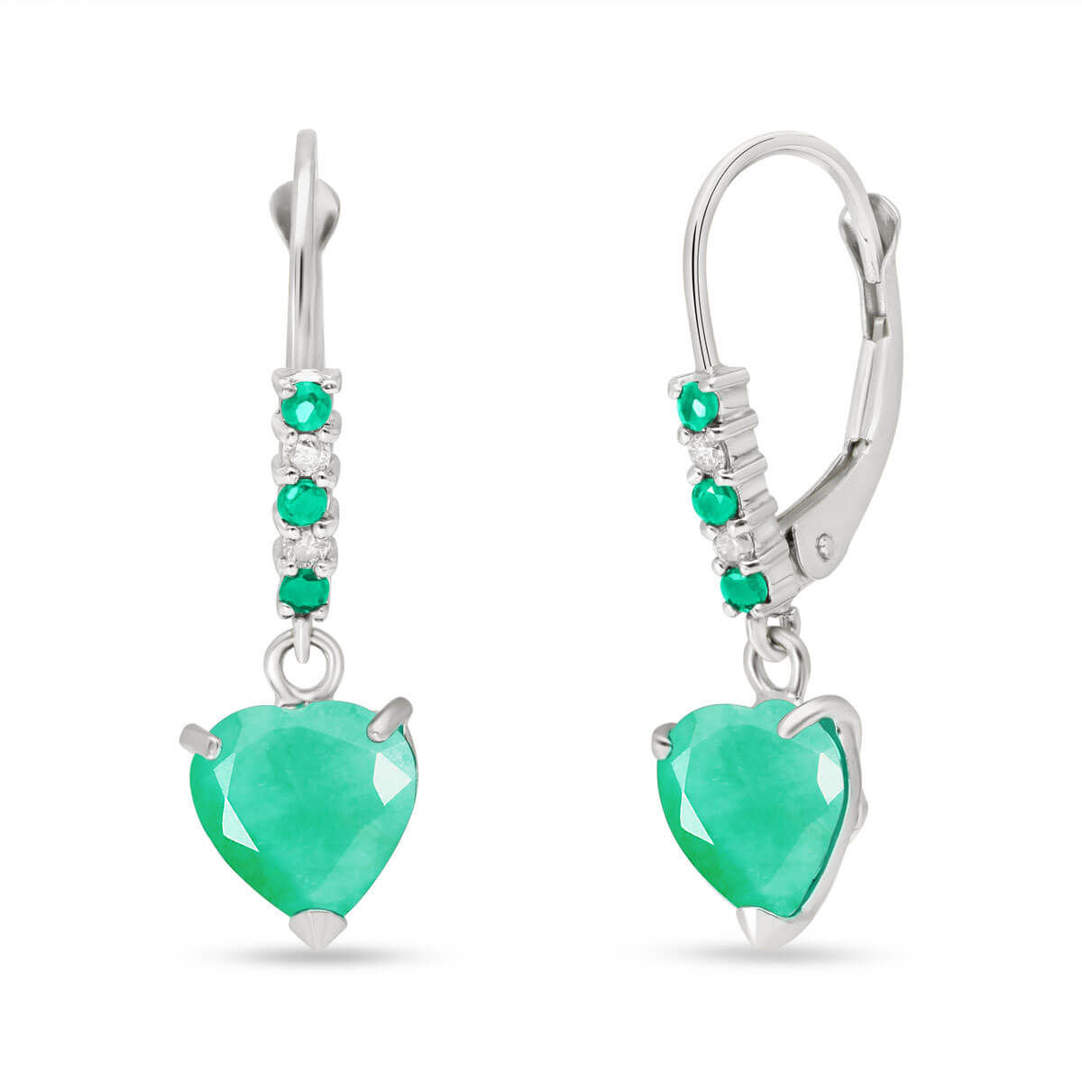 Diamond & Emerald Drop Earrings in 9ct White Gold