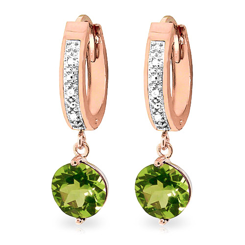 Diamond & Peridot Huggie Earrings in 9ct Rose Gold