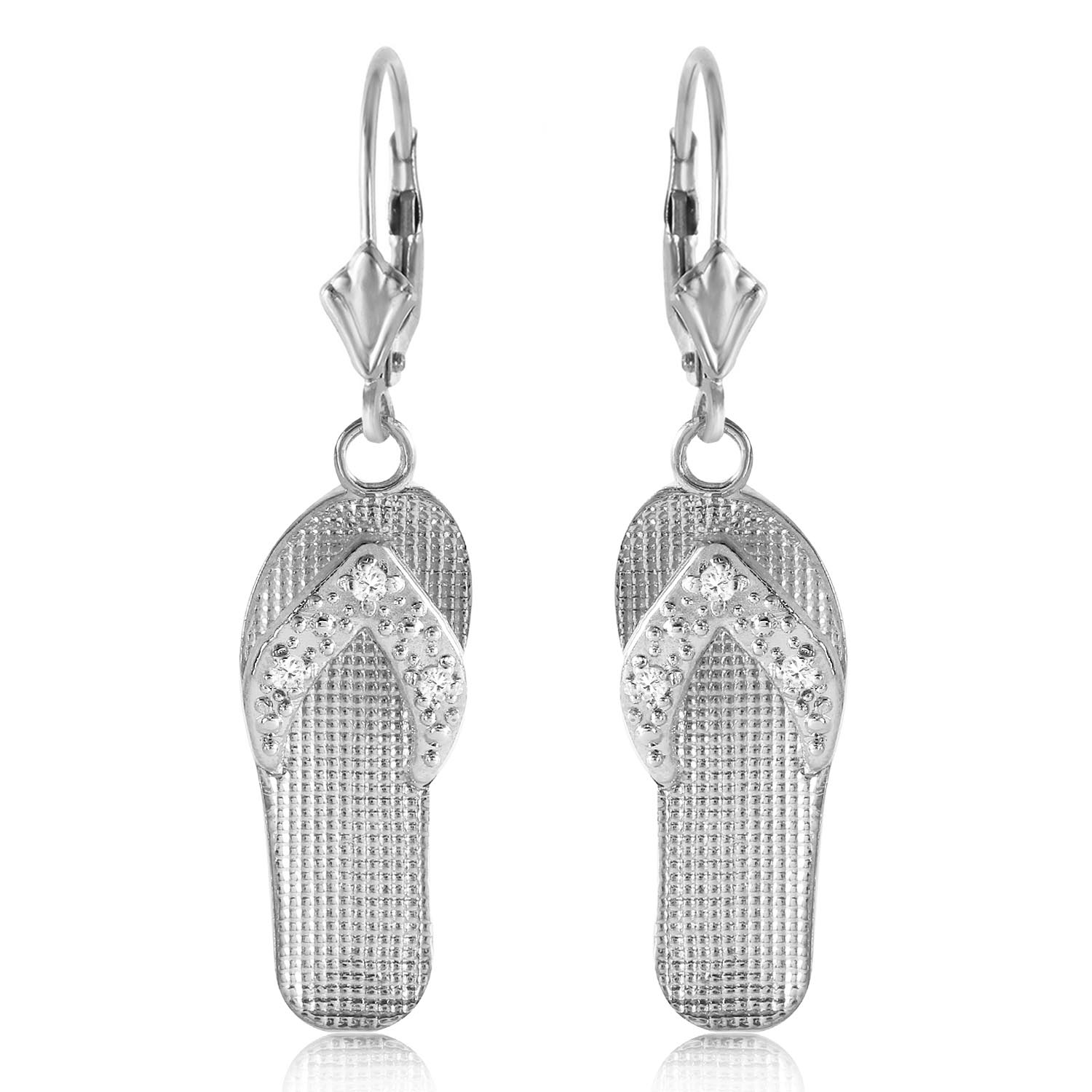 Diamond Sandal Drop Earrings 0.04 ctw in 9ct White Gold