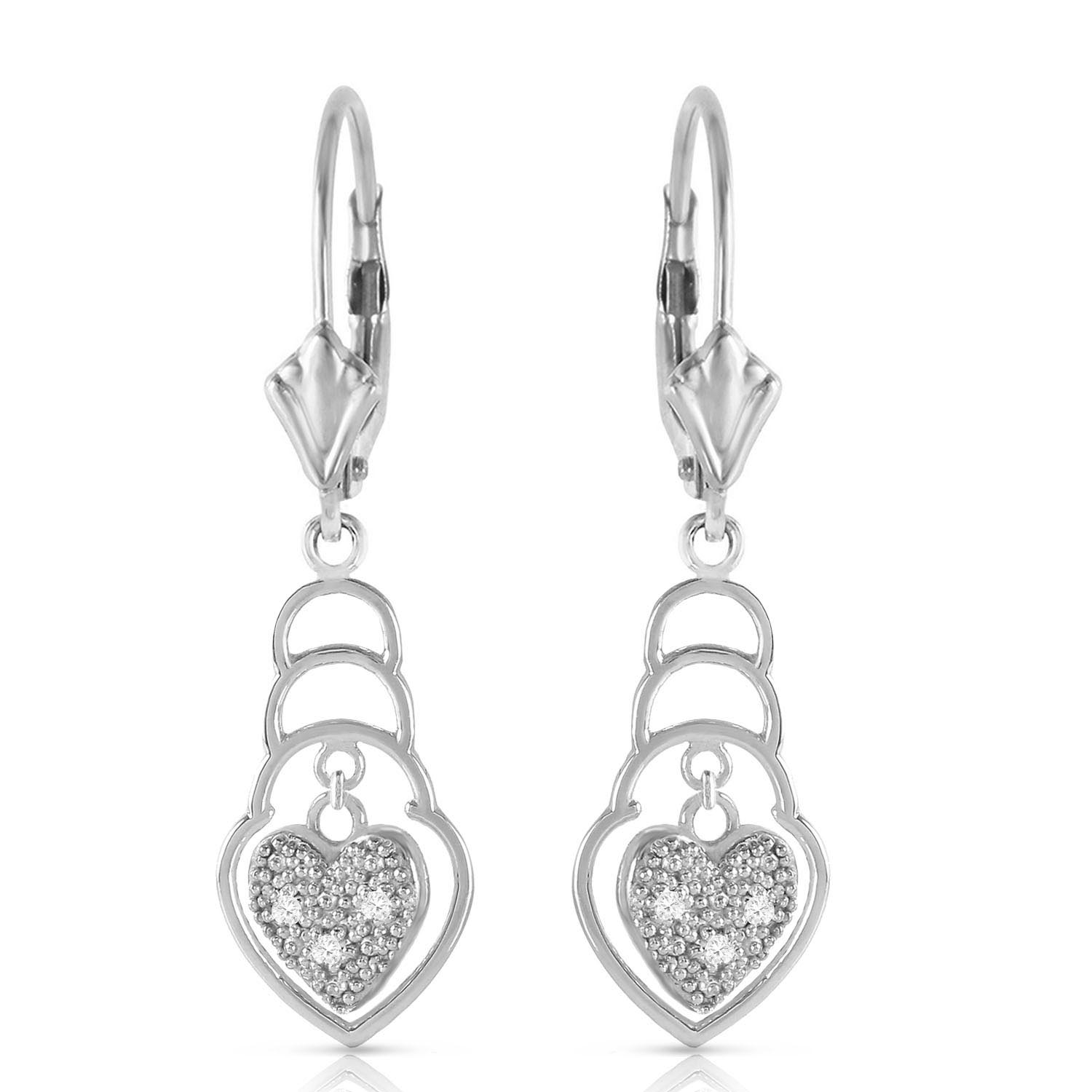 Diamond Wireframe Drop Earrings 0.03 ctw in 9ct White Gold