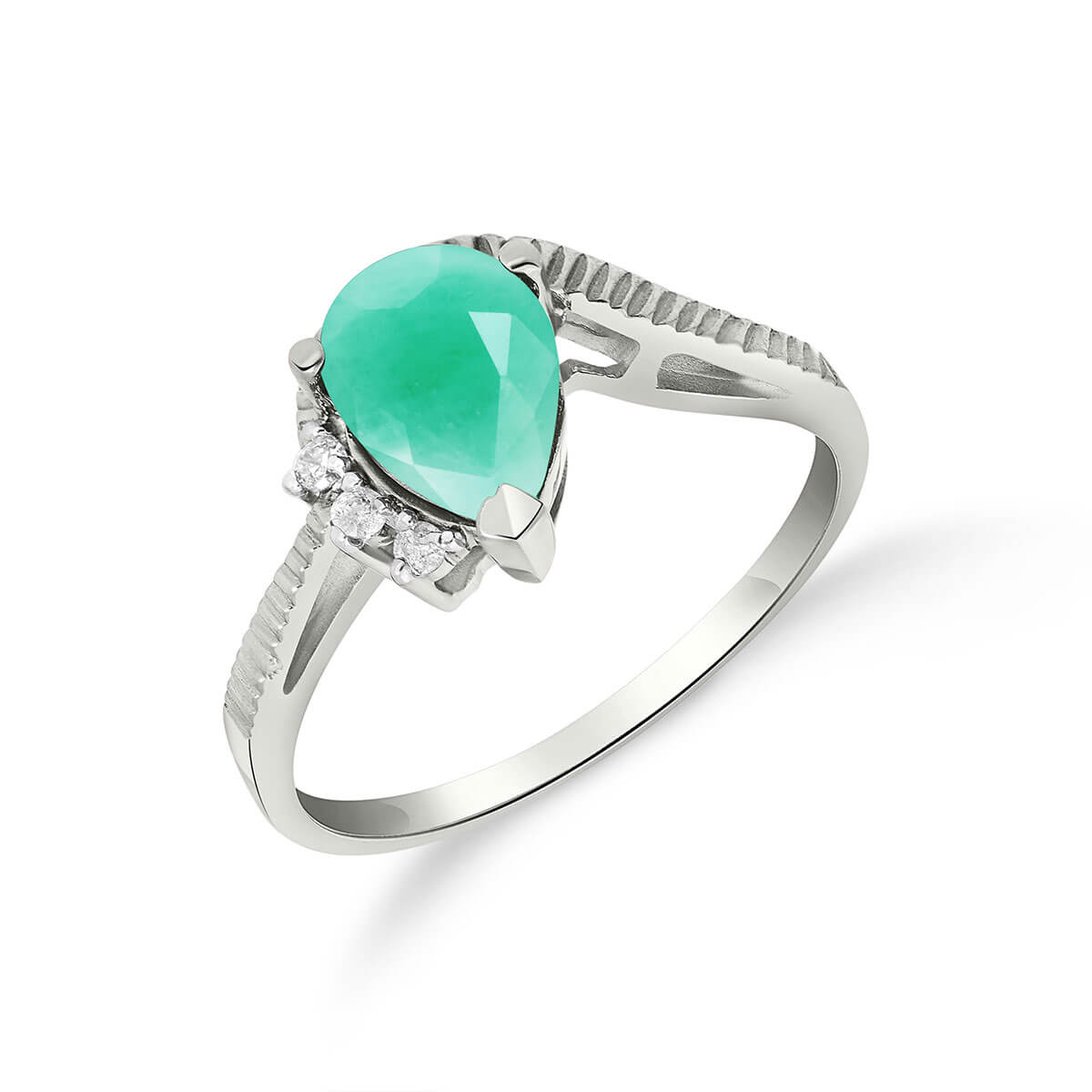 Emerald & Diamond Belle Ring in 9ct White Gold