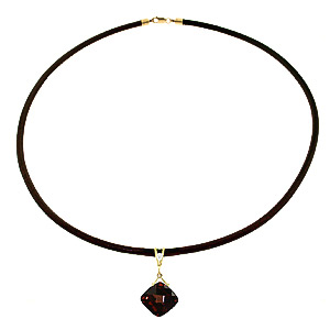 Garnet Leather Pendant Necklace 8.76 ctw in 9ct Gold