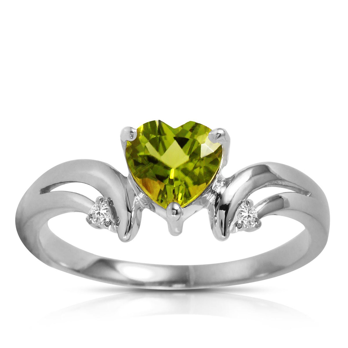 Peridot & Diamond Affection Heart Ring in 9ct White Gold