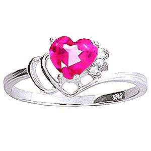 Pink Topaz & Diamond Passion Ring in 9ct White Gold