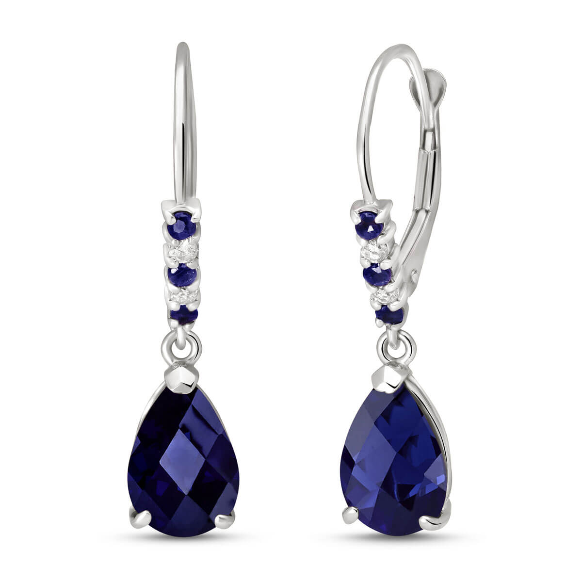 Sapphire & Diamond Belle Drop Earrings in 9ct White Gold