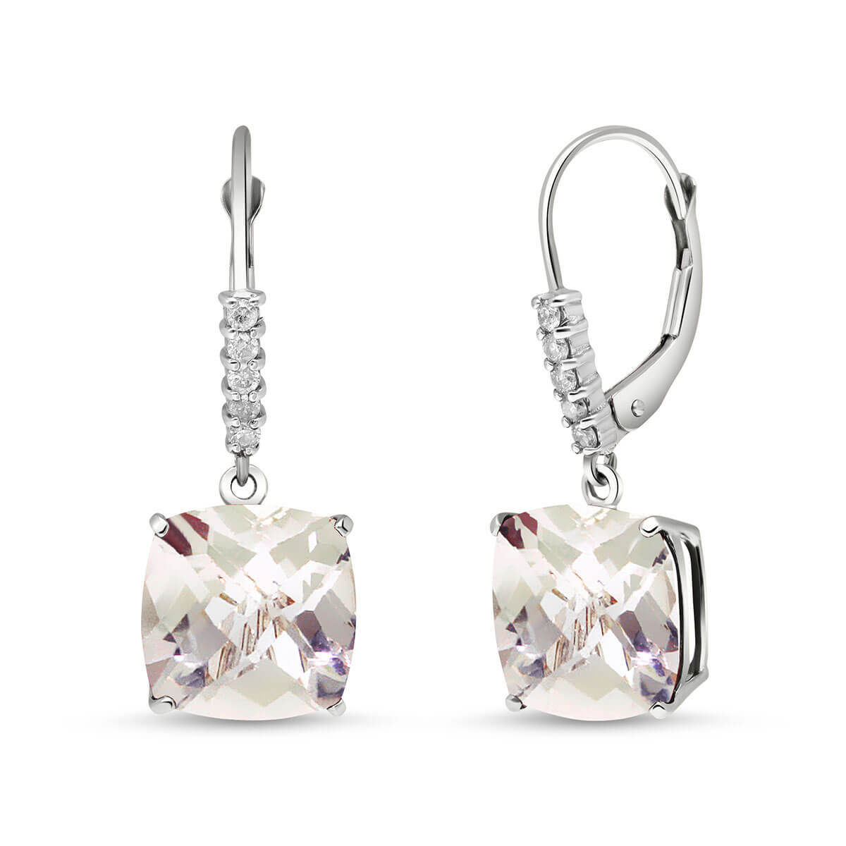 White Topaz & Diamond Rococo Drop Earrings in 9ct White Gold