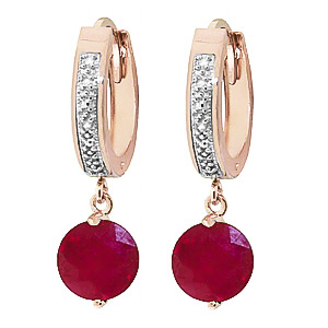 Diamond & Ruby Huggie Earrings in 9ct Rose Gold