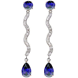 Diamond & Sapphire Drop Earrings in 9ct White Gold