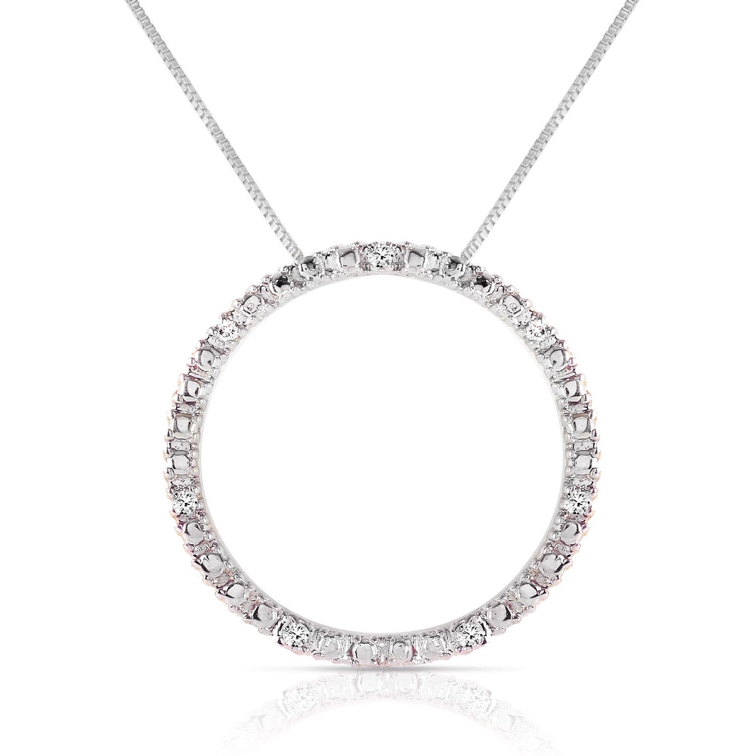 Diamond Circle of Life Pendant Necklace 0.1 ctw in 9ct White Gold