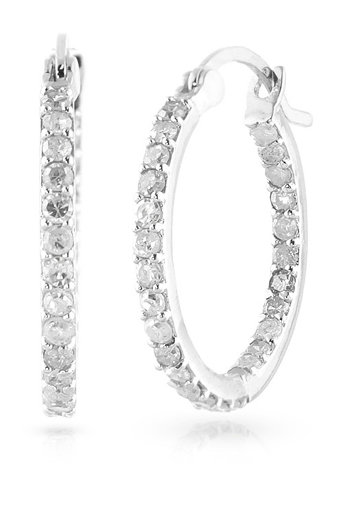 Diamond Hoop Earrings 0.75 ctw in 9ct White Gold