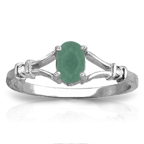 Emerald & Diamond Ring in 9ct White Gold
