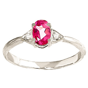 Pink Topaz & Diamond Allure Ring in 9ct White Gold