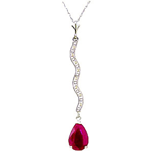 Ruby & Diamond Cannes Pendant Necklace in 9ct White Gold