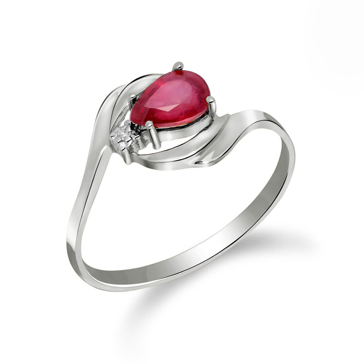 Ruby & Diamond Flare Ring in 9ct White Gold