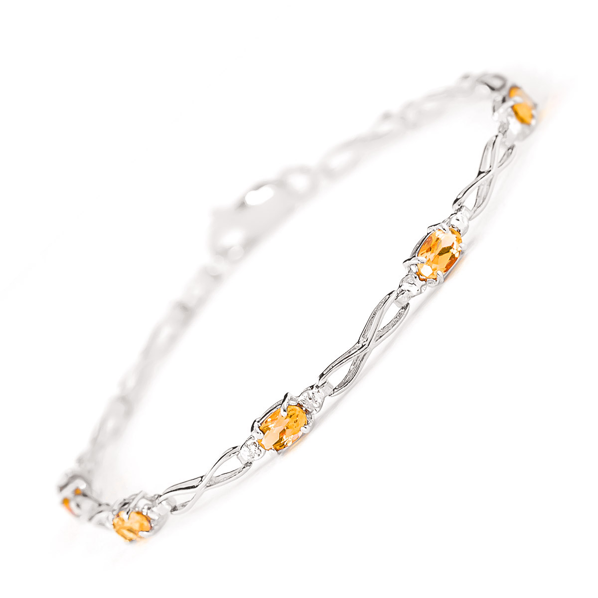Citrine & Diamond Evert Tennis Bracelet in 9ct White Gold