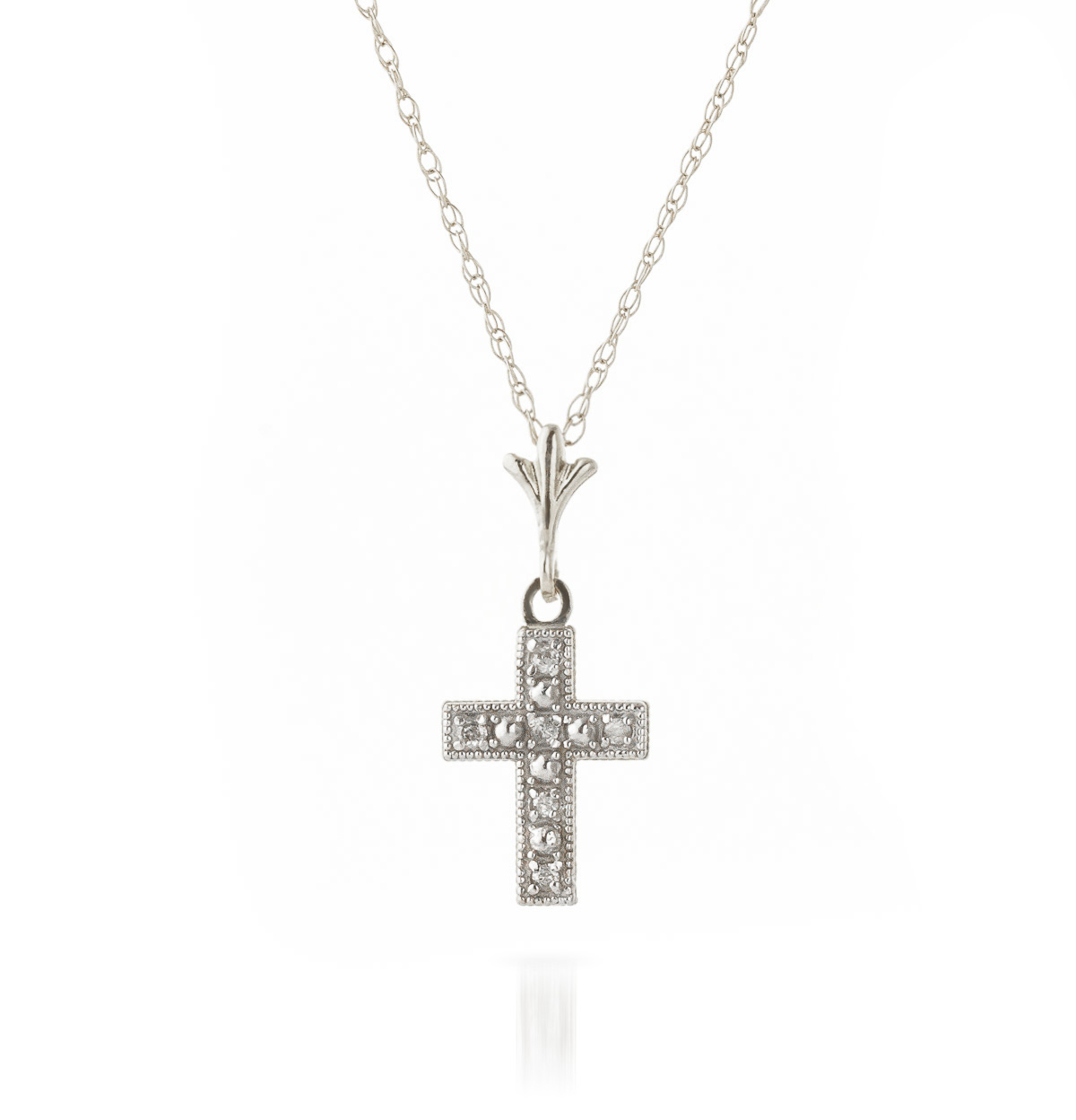 Diamond Cross Pendant Necklace 0.03 ctw in 9ct White Gold