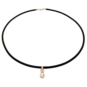 Diamond Leather Pendant Necklace 0.5 ct in 9ct Rose Gold