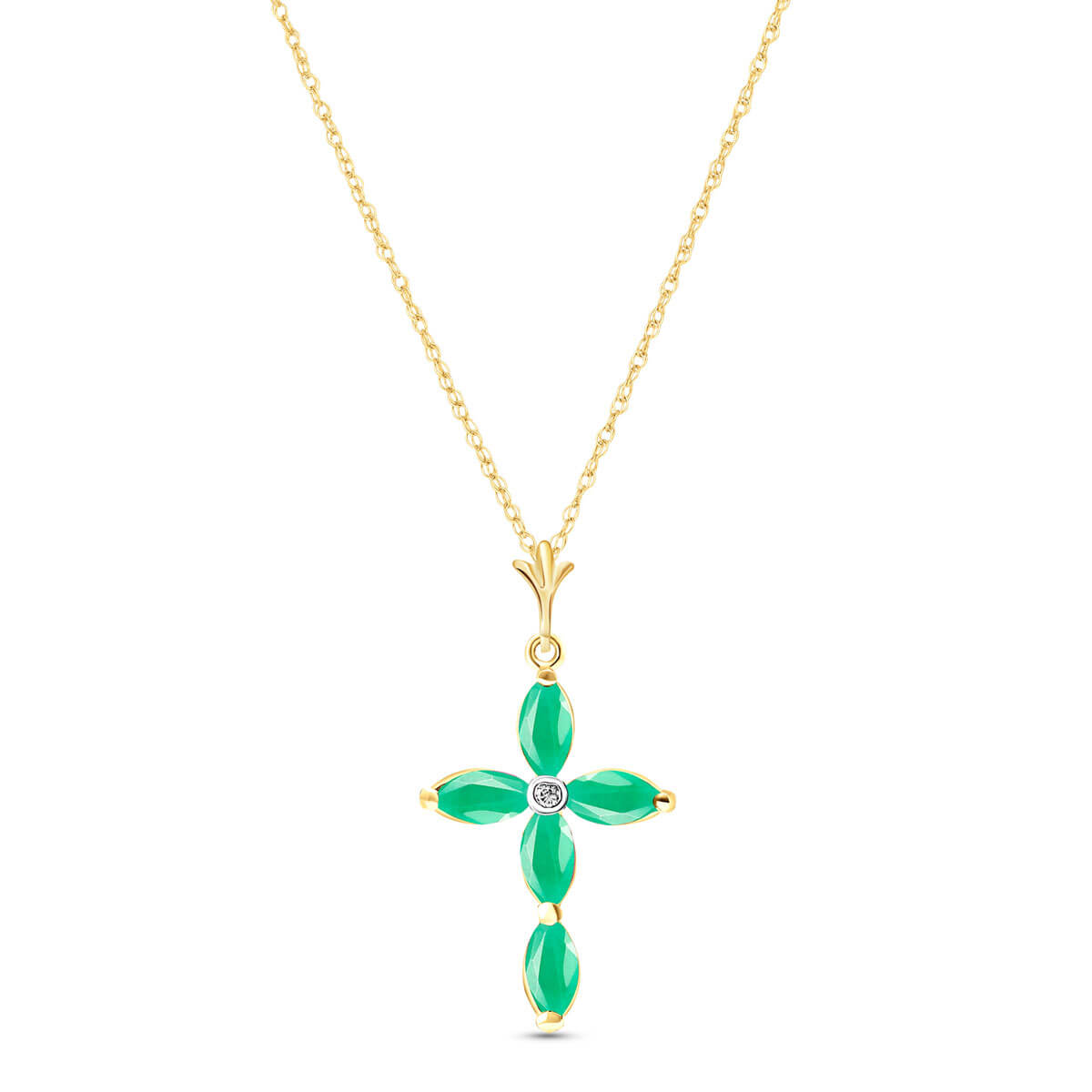 Emerald & Diamond Vatican Cross Pendant Necklace in 9ct Gold