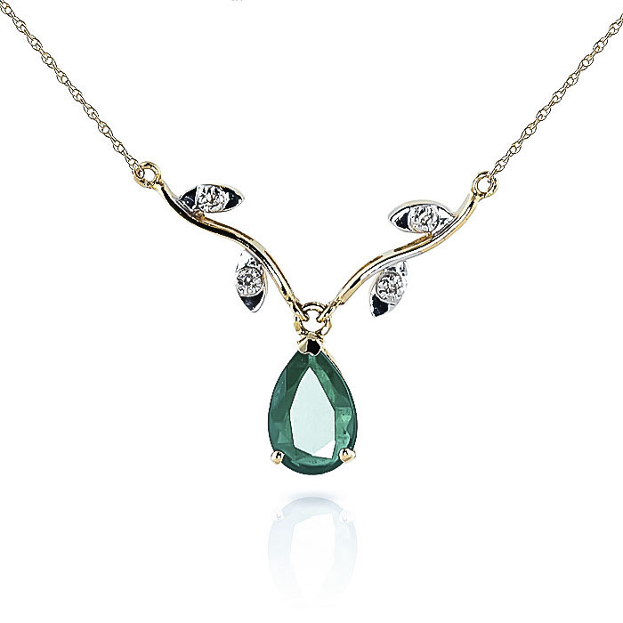 Emerald & Diamond Vine Branch Pendant Necklace in 9ct Gold