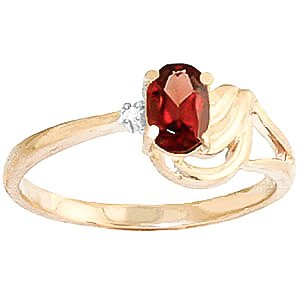 Garnet & Diamond Angel Ring in 9ct Gold