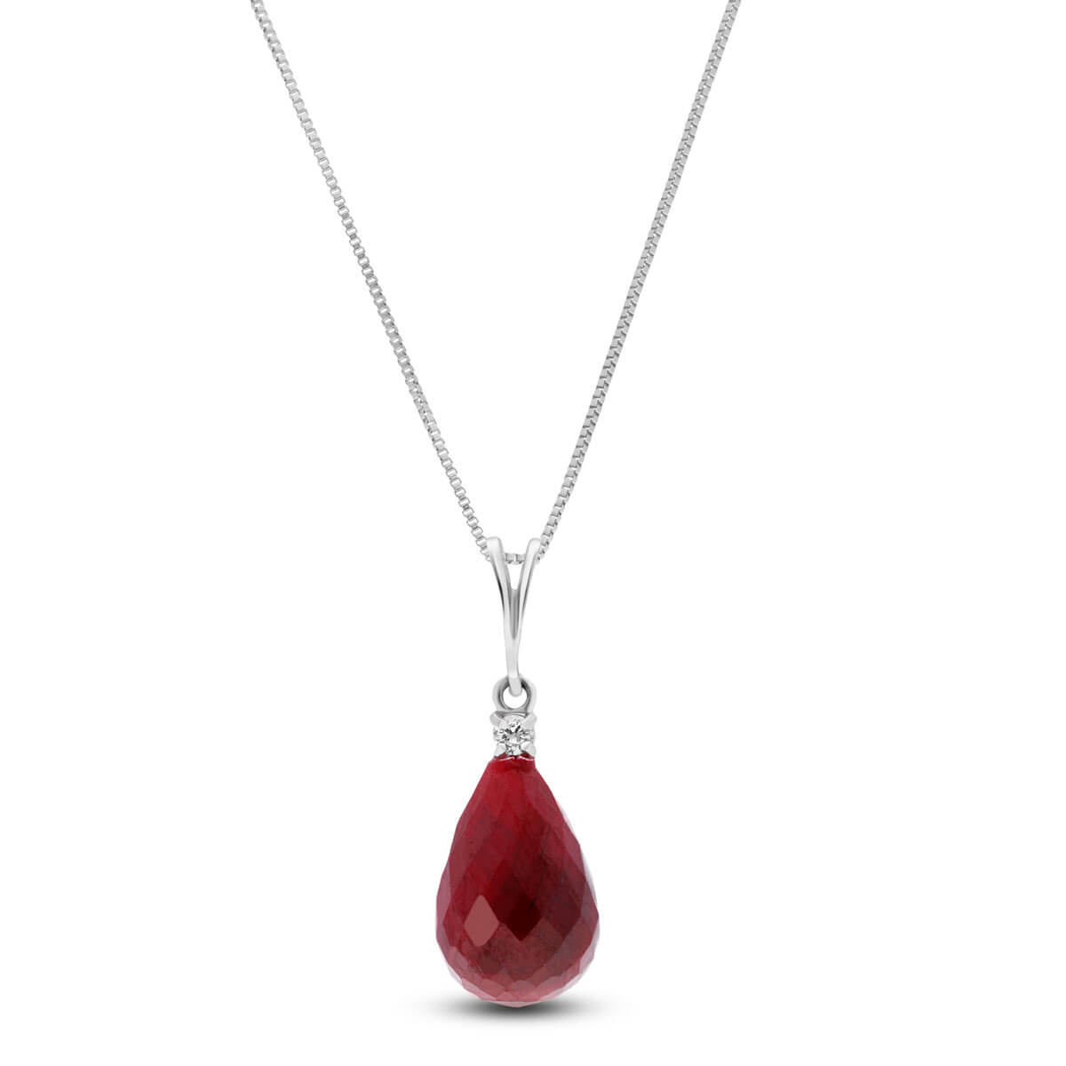 Ruby & Diamond Beret Pendant Necklace in 9ct White Gold