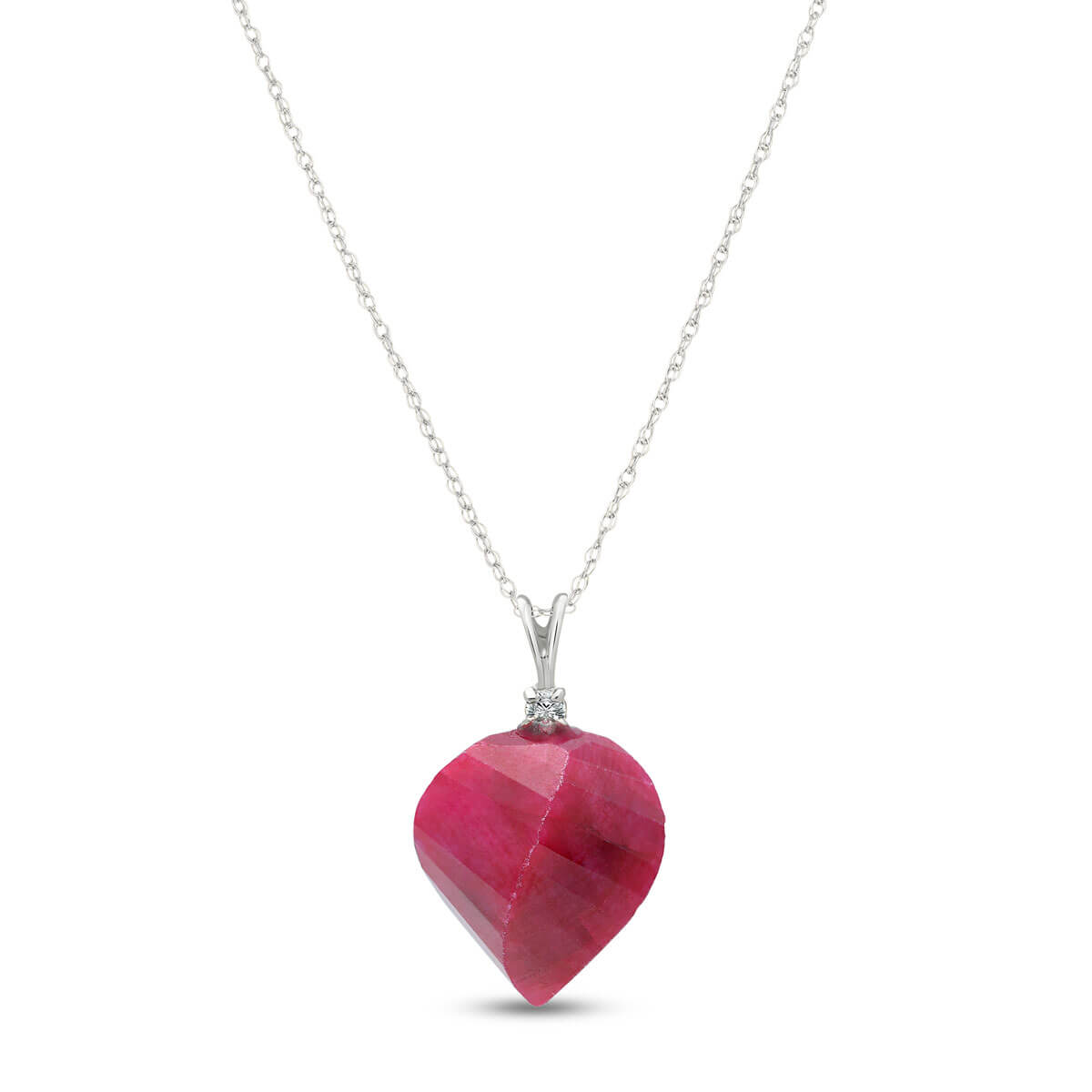 Twisted Briolette Cut Ruby Pendant Necklace 15.3 ctw in 9ct White Gold