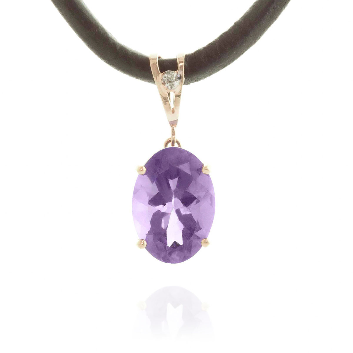 Amethyst Leather Pendant Necklace 7.56 ctw in 9ct Rose Gold