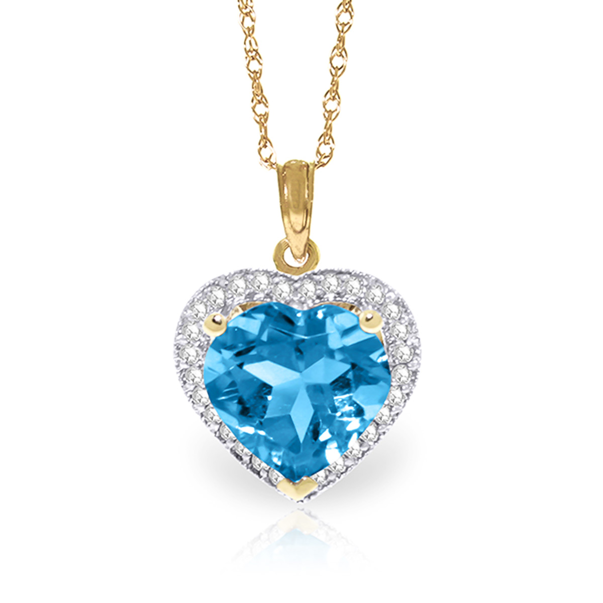 Blue Topaz Halo Pendant Necklace 6.44 ctw in 9ct Gold