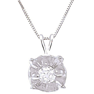 Diamond Illusion Set Pendant Necklace 0.03 ct in 9ct White Gold