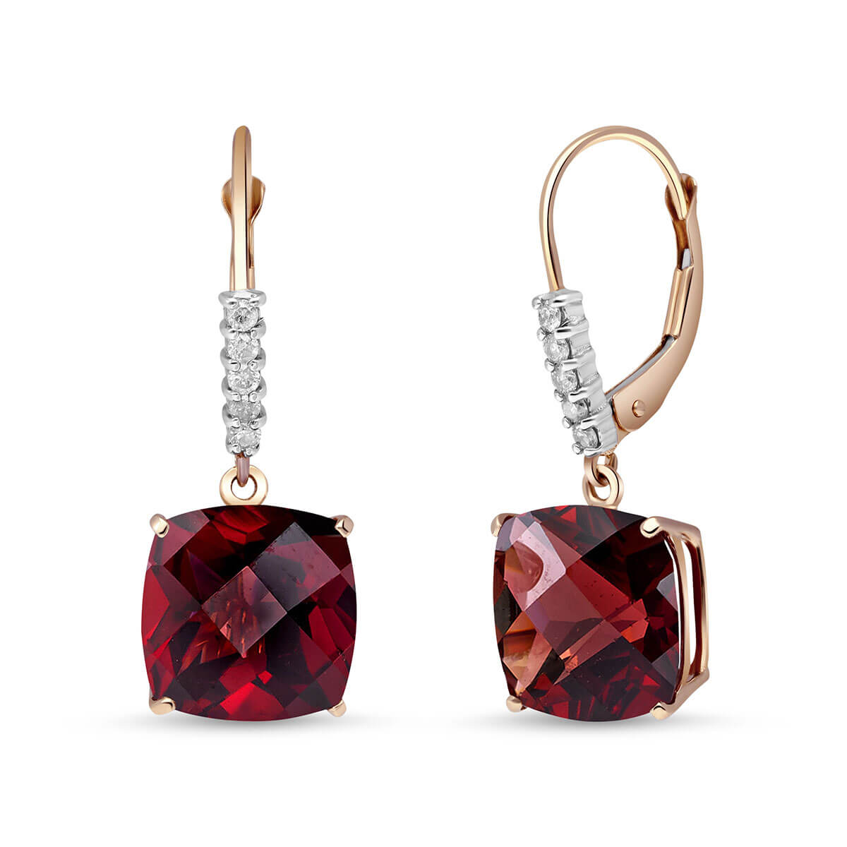 Garnet & Diamond Rococo Drop Earrings in 9ct Rose Gold