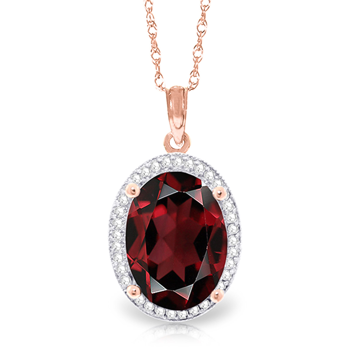 Garnet Halo Pendant Necklace 6.23 ctw in 9ct Rose Gold