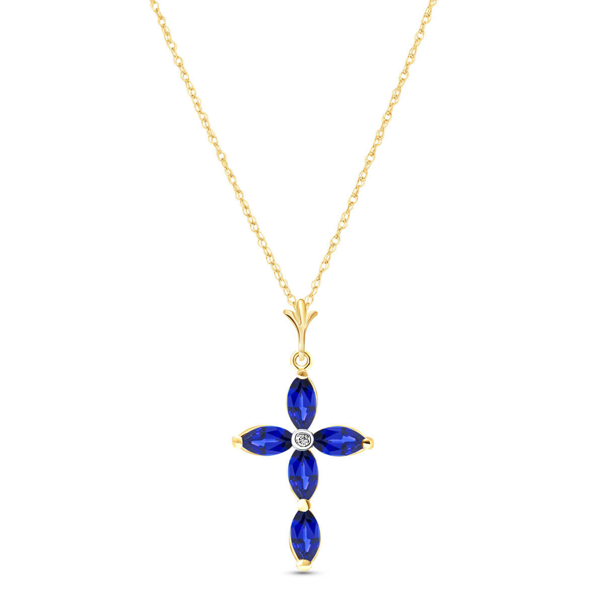 Marquise Cut Sapphire Pendant Necklace 1.1 ctw in 9ct Gold