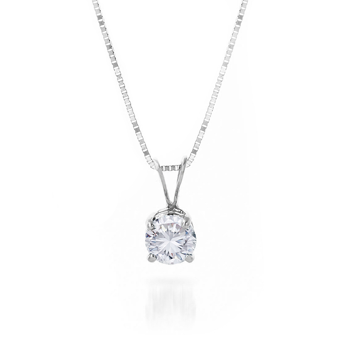 Round Cut Diamond Pendant Necklace 0.5 ct in 9ct White Gold
