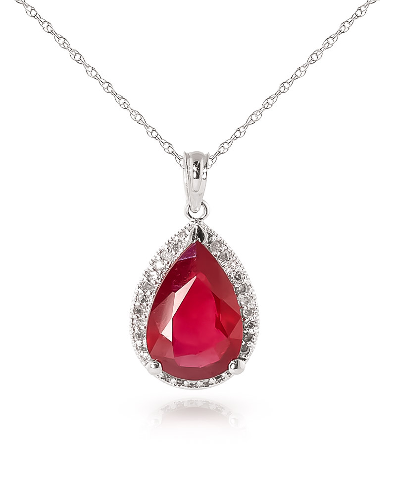Ruby Halo Pendant Necklace 5.51 ctw in 9ct White Gold