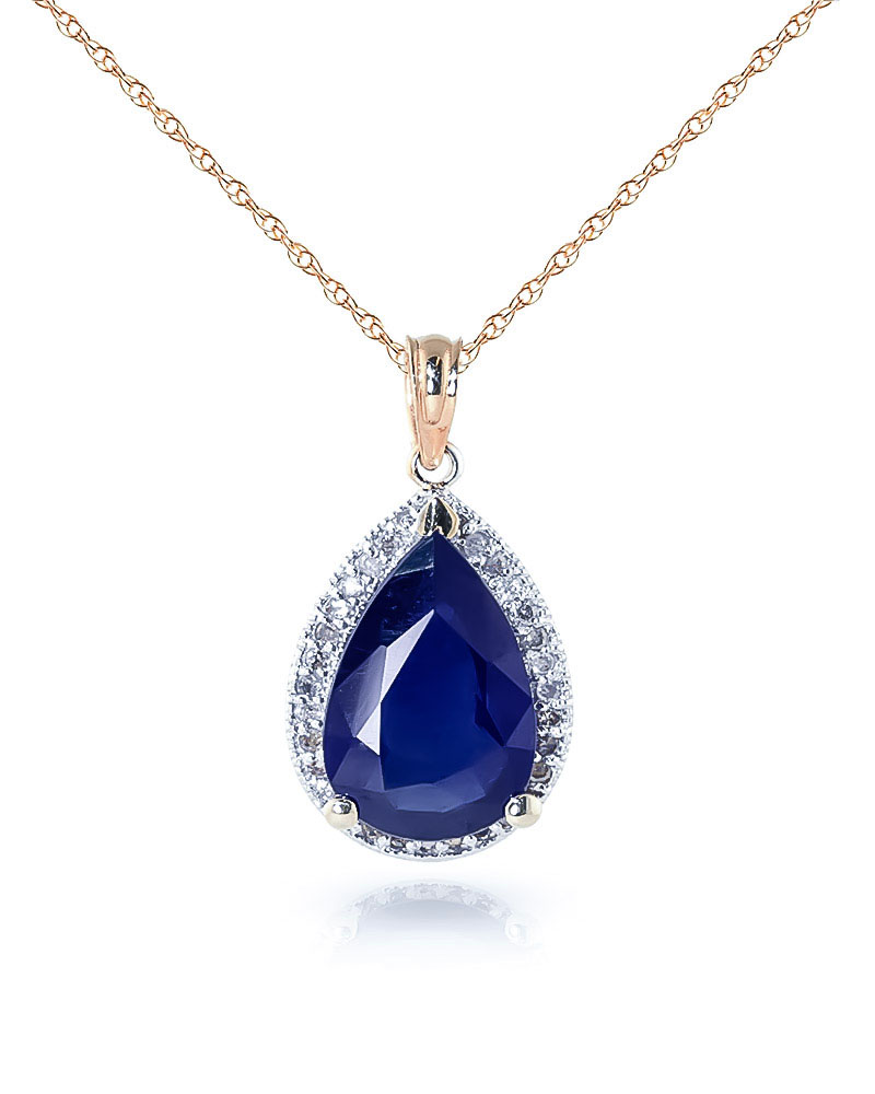 Sapphire Halo Pendant Necklace 5.26 ctw in 9ct Rose Gold