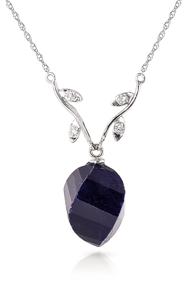 Twisted Briolette Cut Sapphire Pendant Necklace 15.27 ctw in 9ct White Gold