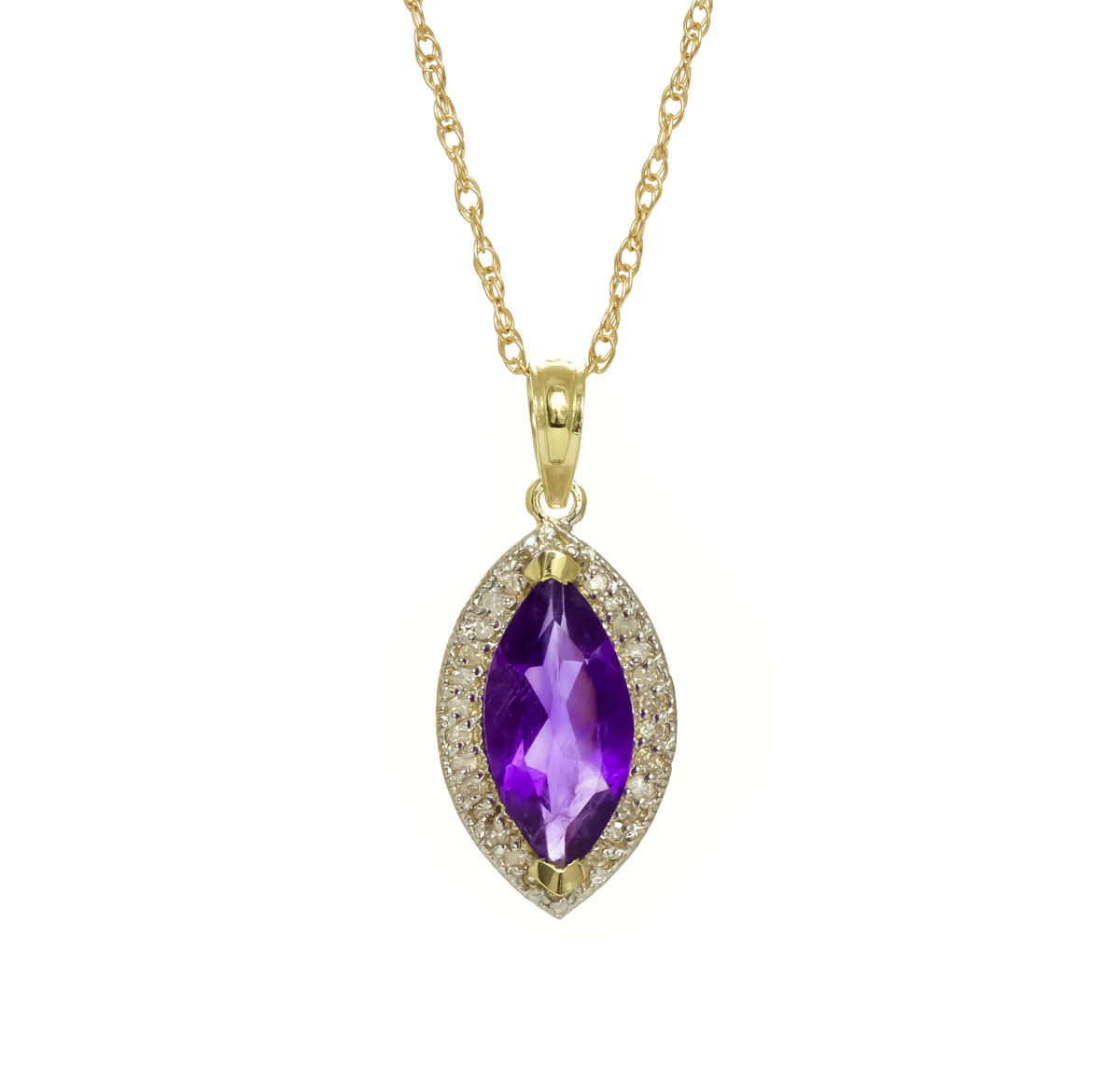Amethyst Halo Pendant Necklace 1.8 ctw in 9ct Gold